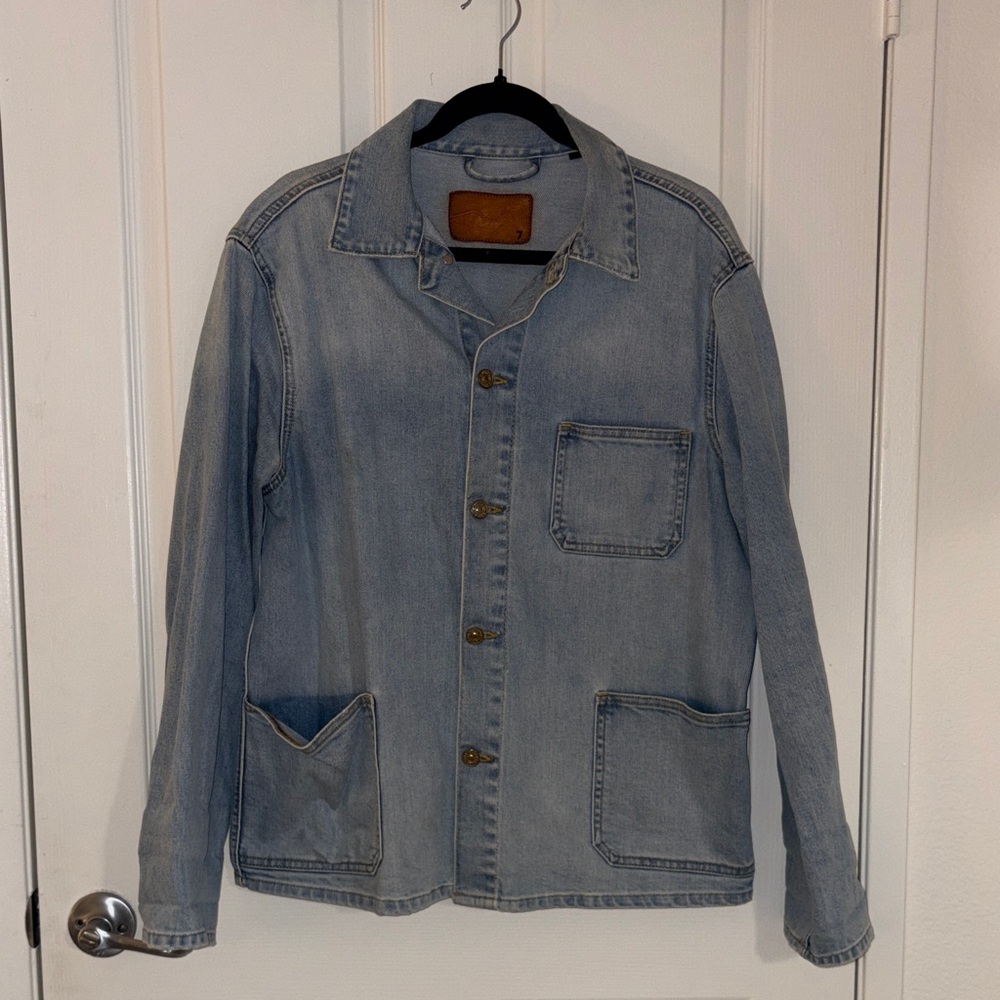 7 For All Mankind Light Blue Denim Chore Jacket - Men